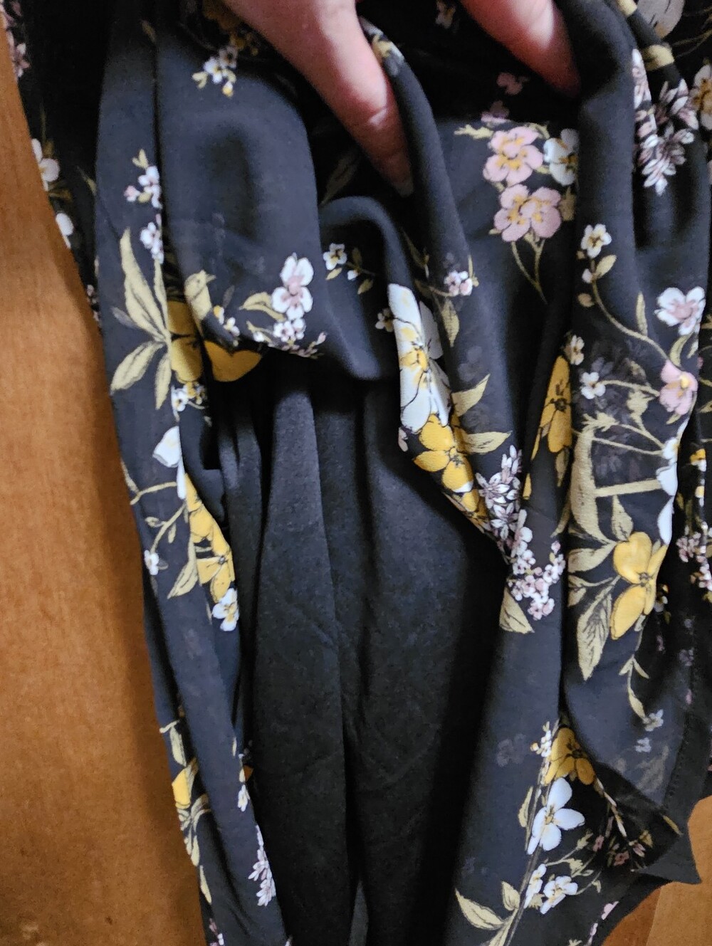 Wild Fable black floral print maxi tie up dress lace trim womens large new NWT - Picture 8 of 12